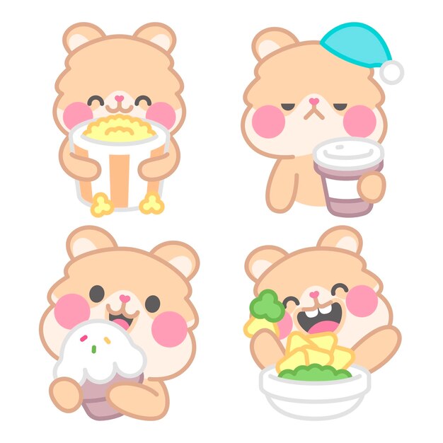 Fast food stickers collection with kimchi the hamster