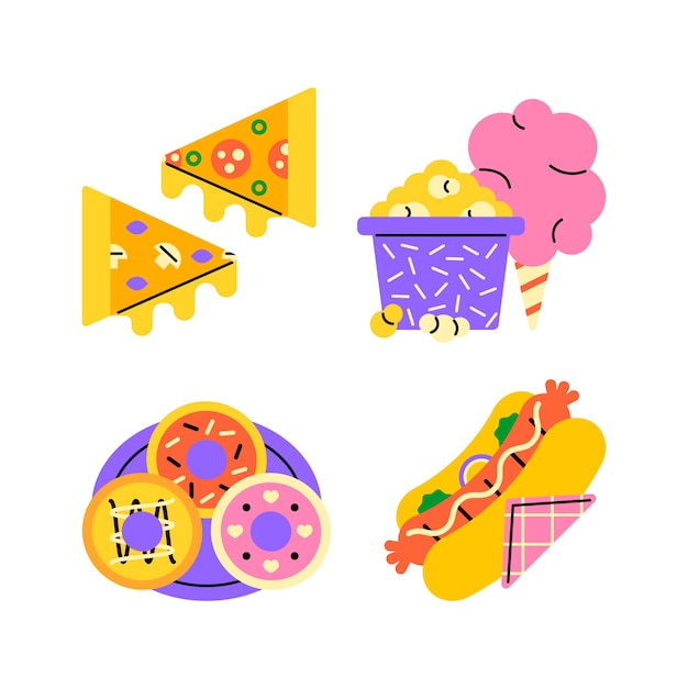 Free vector fast food stickers collection