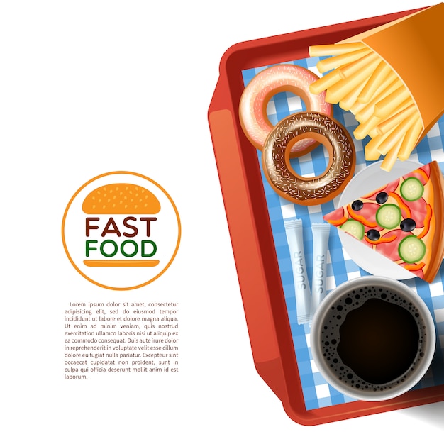Free vector fast food tray background poster
