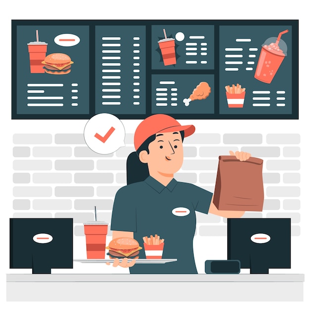 Free vector fast food worker concept illustration