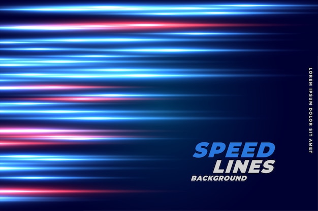 Fast speed lines motion with glowing blue and red lights background