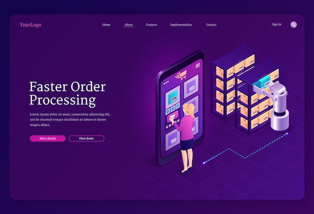 Free vector faster order processing landing page