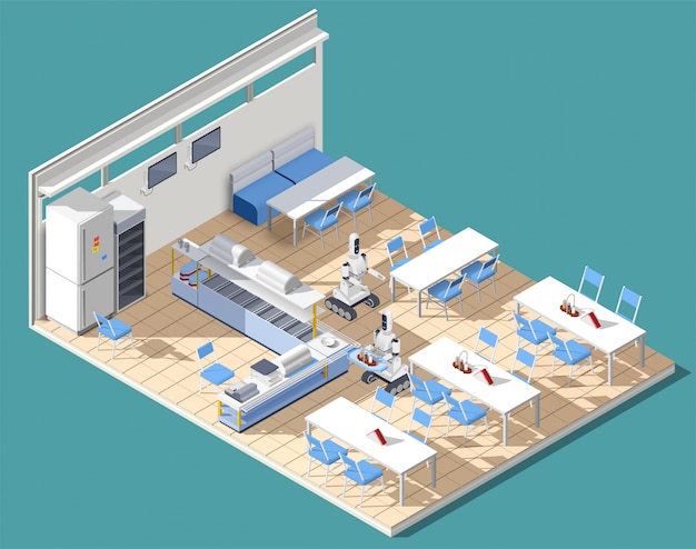 Free vector fastfood restaurant isometric composition