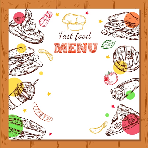Vettore gratuito progettazione di menu ristorante fastfood