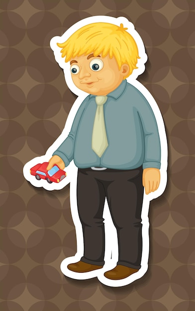 Free vector fat man holding toy car