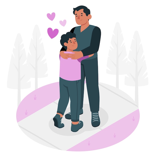 Vettore gratuito illustrazione del concetto di abbraccio del padre
