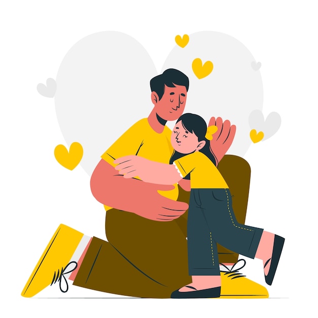 Free vector father hug concept illustration