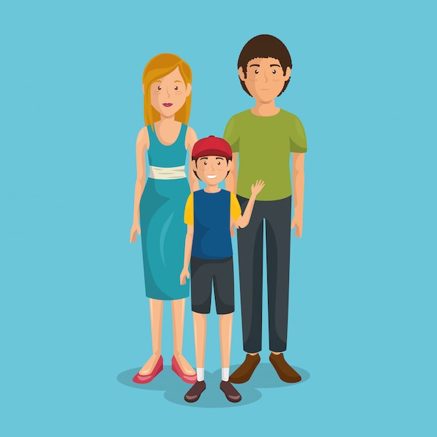 Free vector father and mother with son