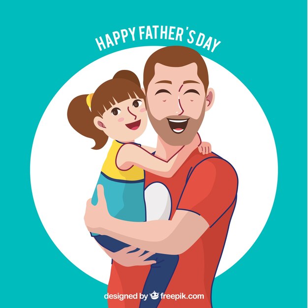 Father's day background of happy man with his daughter