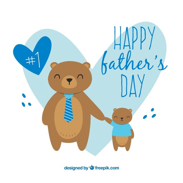 Father's day background with cute bears