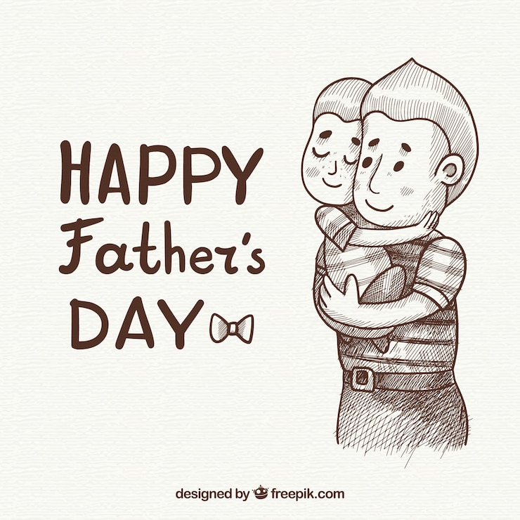 Free Vector father's day background with cute family in hand drawn style