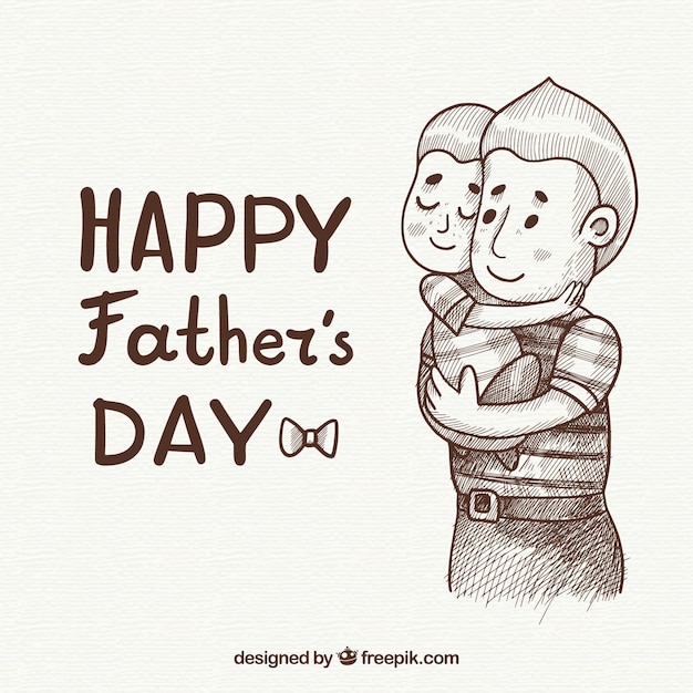 Бесплатное векторное изображение День отца фон с симпатичной семьей в ручном стиле