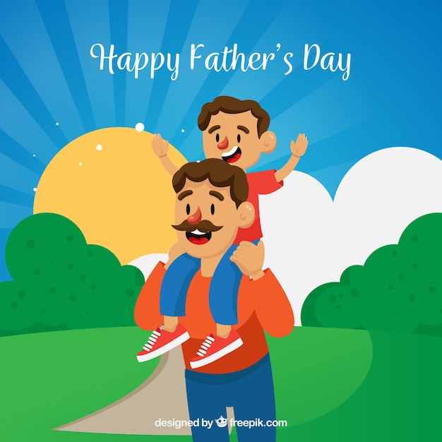 Free vector father's day background with dad and son