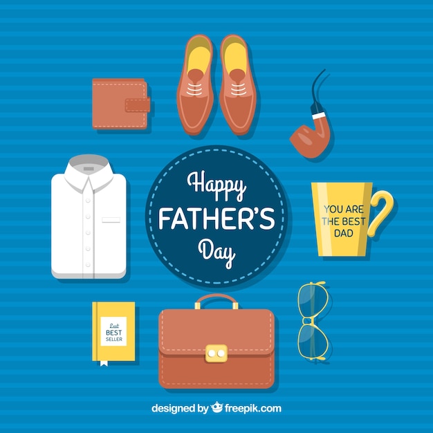 Father's day background with elements in flat style