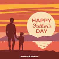 Free vector father's day background with family watching the sunset