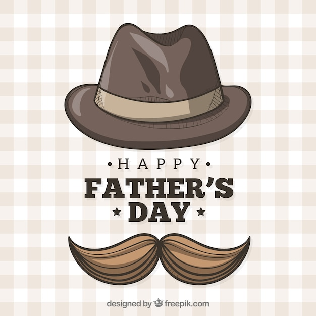 Free vector father's day background with hat and moustache