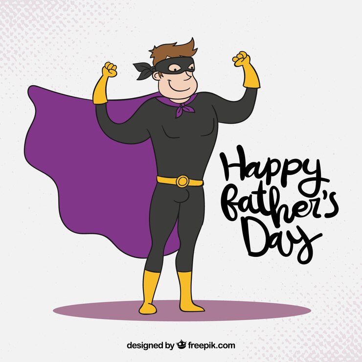 मुफ़्त वेक्टर father's day background with super dad 