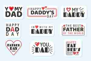 Vettore gratuito set di badge per la festa del papà