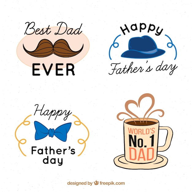 Father's day badges collection with accessories