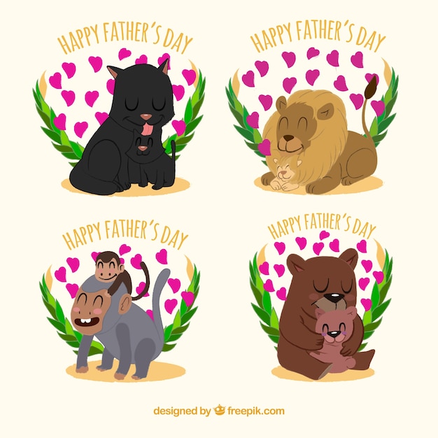 Father's day badges collection with different elements