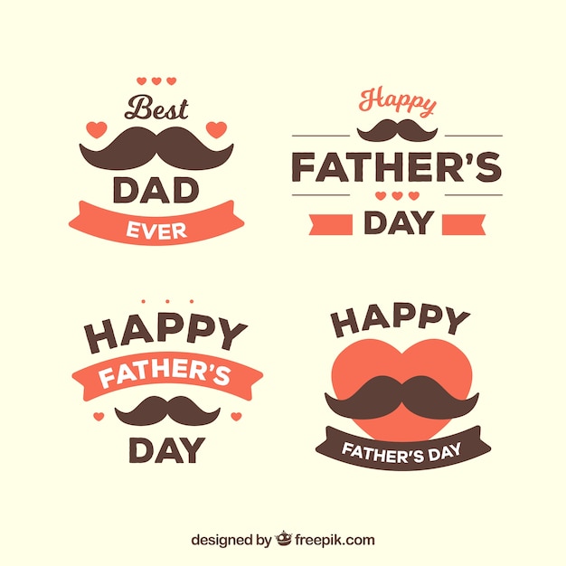 Father's day badges collection with moustaches