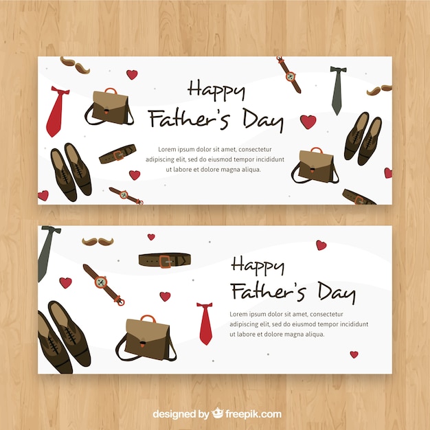 Free vector father's day banners collection with clothes elements