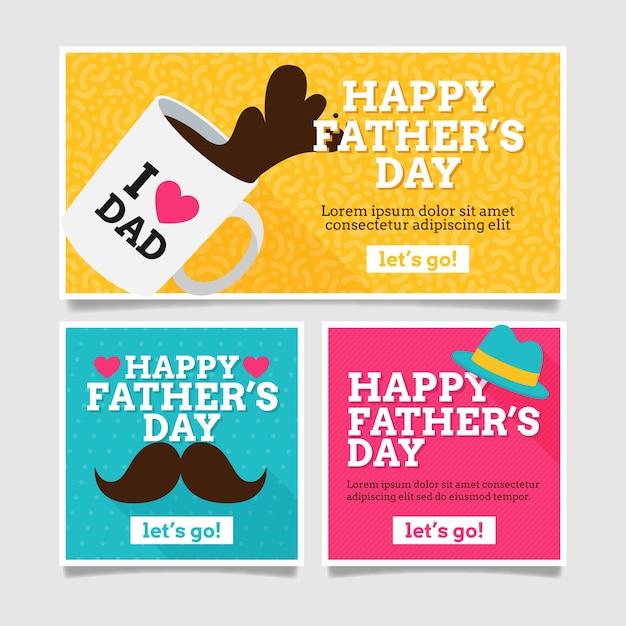 Free vector father's day banners in flat design