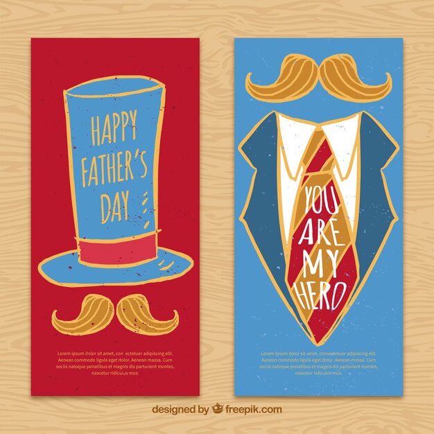 Father's day banners in vintage style