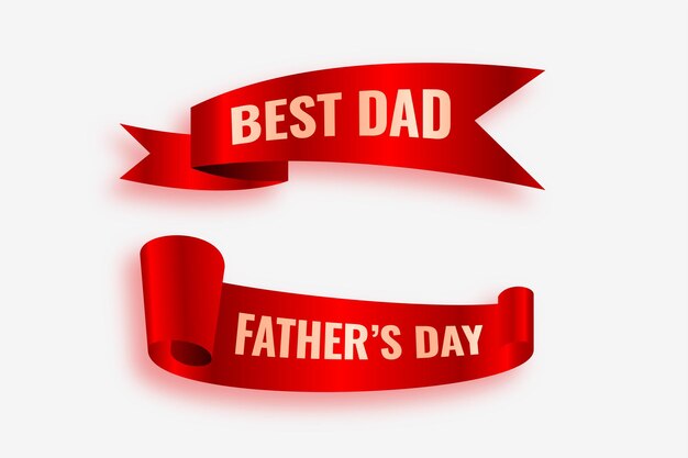 Father's day and best dad red realistic ribbons set