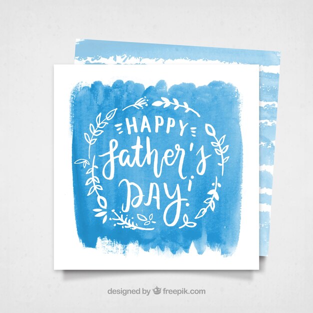 Free vector father's day blue watercolor card