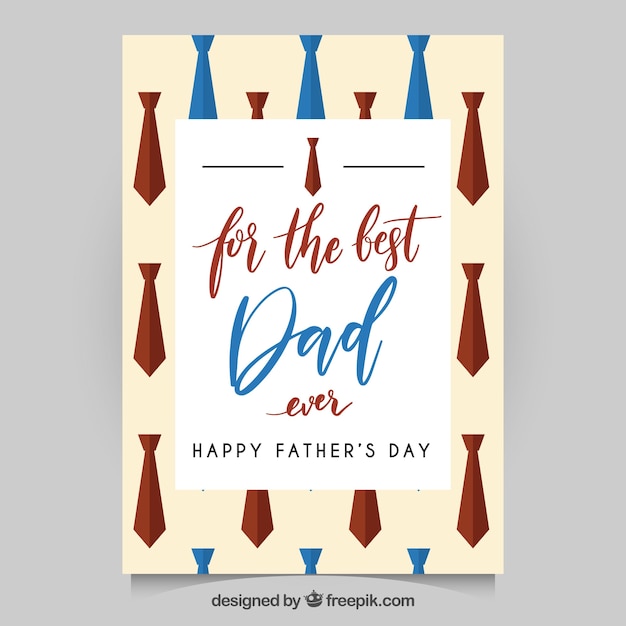Free vector father's day card with red and blue neckties