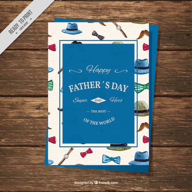 Free vector father's day card with watercolor elements