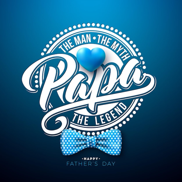 Дизайн поздравительных открыток ко Дню отца с сердечком и точечным галстуком-бабочкой Мужчины Миф Легенда для папы