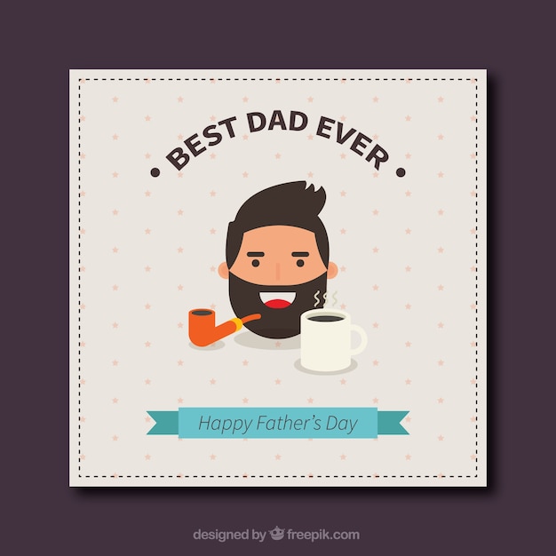 Father's day greeting card in flat design