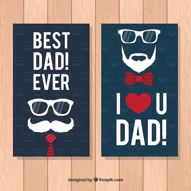 Father's day greeting cards with red details