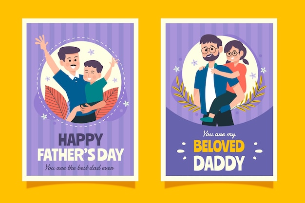 Набор плоских поздравительных открыток на день отца