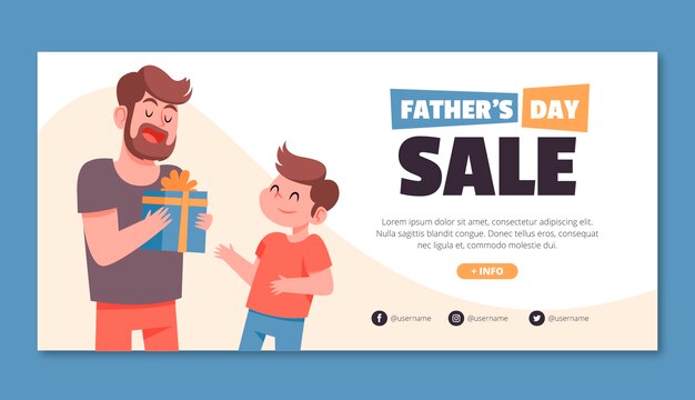 Father's day hand drawn flat sale banner