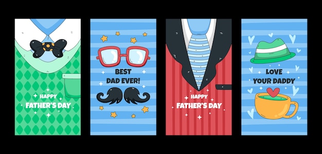 Free vector father's day hand drawn ig story set