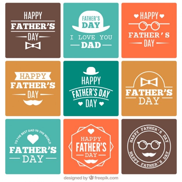 Father's day label collection in flat design