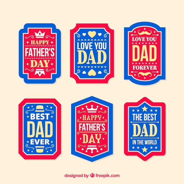 Father's day labels collection in flat style