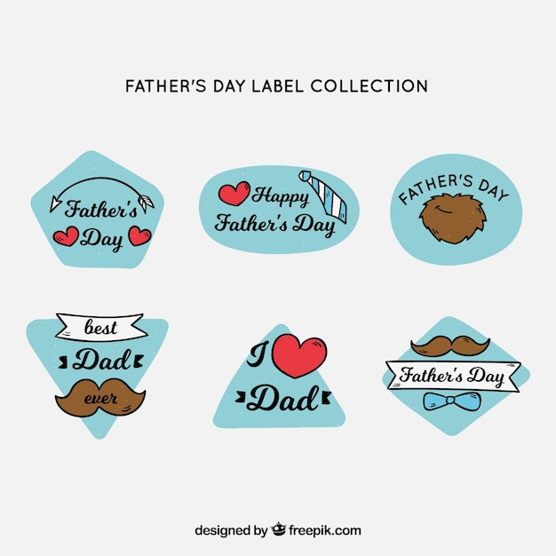 Free vector father's day labels collection in hand drawn style