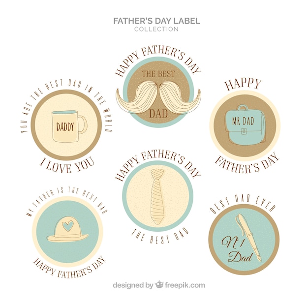 Free vector father's day labels collection in hand drawn style