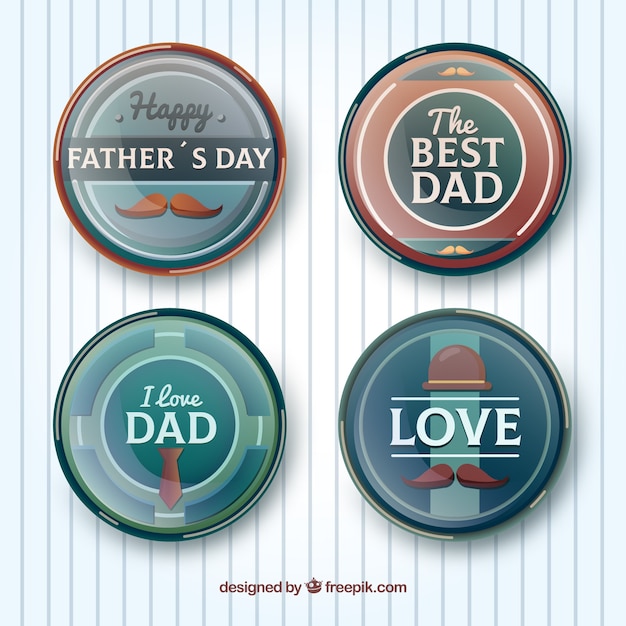 Free vector father's day labels collection with different elements