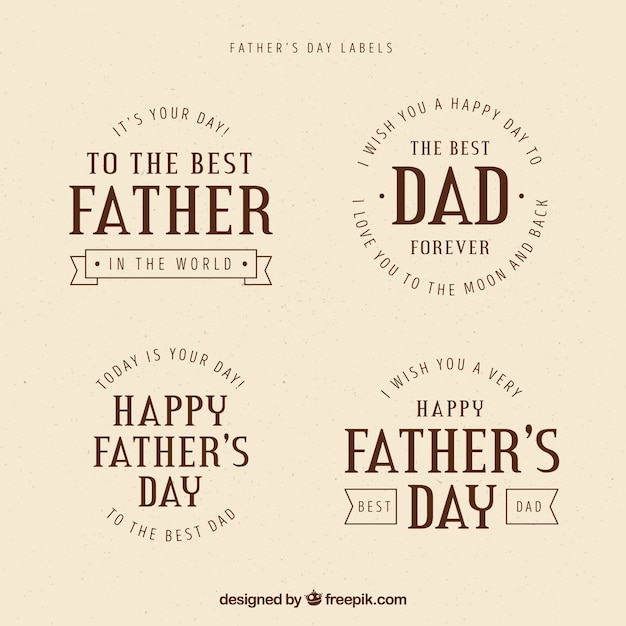 Free Vector father's day labels collection