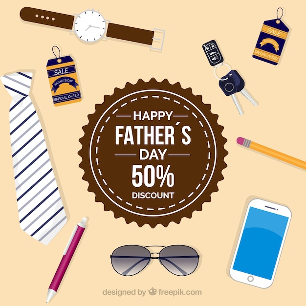 Free vector father's day sale background with flat elements