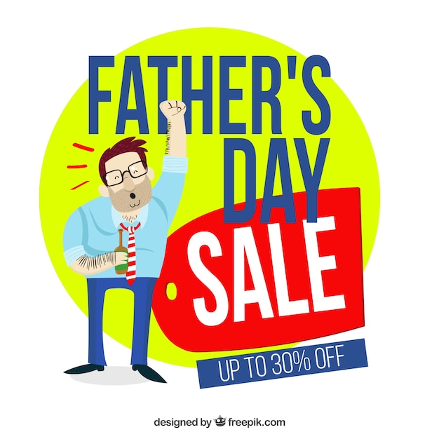 Father's day sale background with happy man