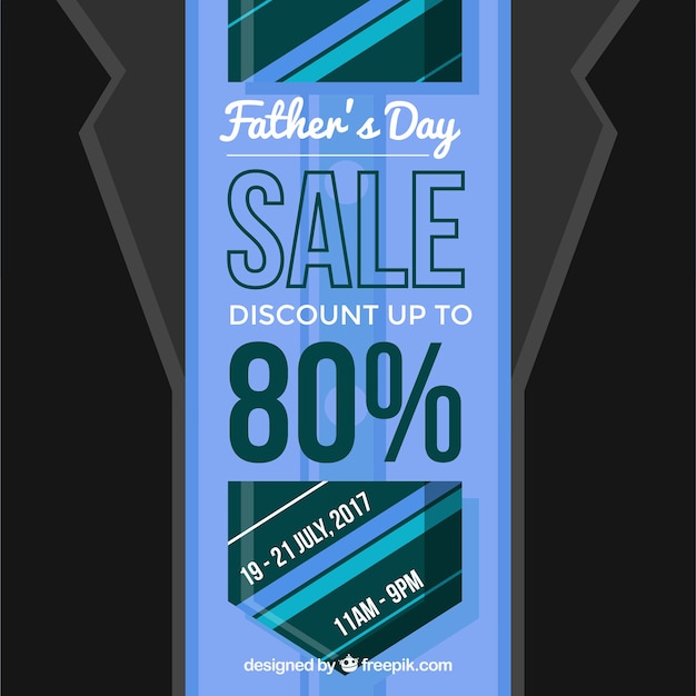 Father's day sale background with suit in flat style 