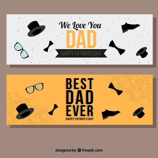 Free vector father's day sale banners in flat style