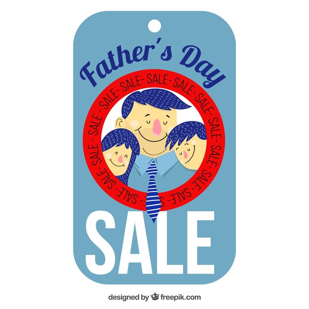 Father's day sale label with family