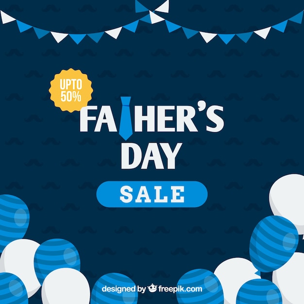 Free vector father's day sale template with blue and white balloons